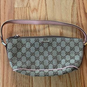 Gucci monogram mini purse with pink accents